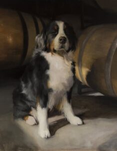 dog with barrels
