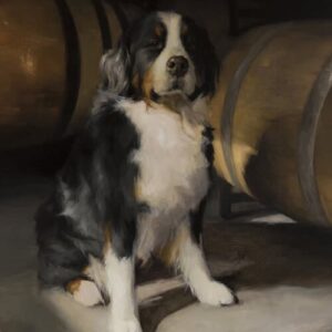 dog with barrels